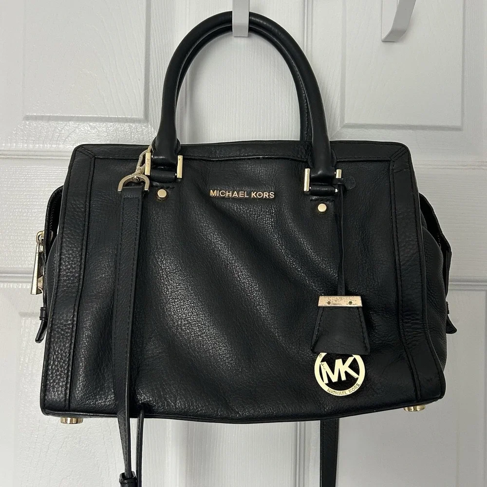 Michael Kors Collins Large‎ Leather Satchel Bag Office Siren Chic Polished Style